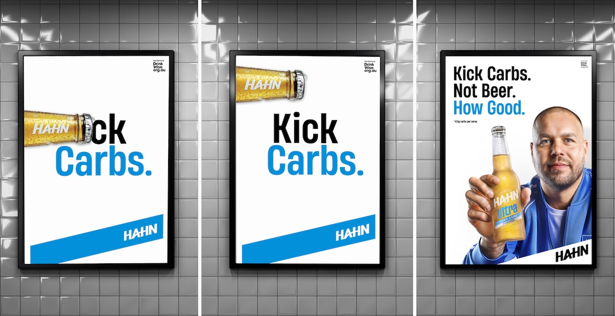 Hahn encourages Aussies to ‘Kick Carbs, Not Beer’ in Hahn Ultra Zero Carb campaign via Thinkerbell